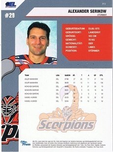 DEL Playerkarte 2004/2005 Alexander Serikow Scorpions