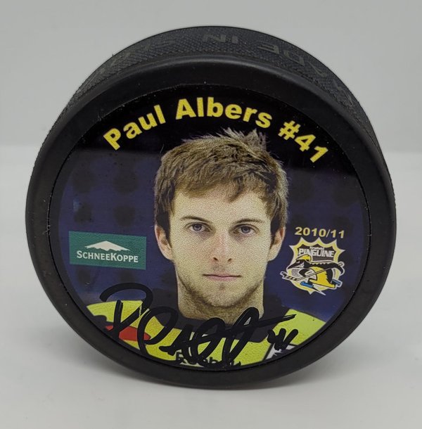 Eishockeypuck signiert Paul Albers Krefeld Pinguine Saison 2010/11