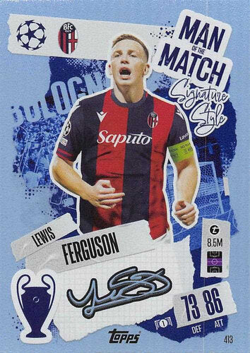 Playerkarte 2024/25 Match Attax #413 Lewis Ferguson Man of the Match Signatur Style