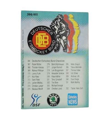 1999/2000 Powerplay #366 DEB Checkliste (Base Card)