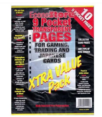 Econostore 9 Pocket Album Pages x 10 For YuGiOh, Pokemon, Digimon, MTG and Other TCG or Sports Cards