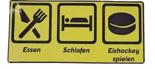 Aufkleber Essen Schlafen eishockeyspielen gelb schwarz