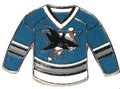 Eishockeypin Trikot San Jose Sharks – Dunkles Trikot mit Butterflyverschluss