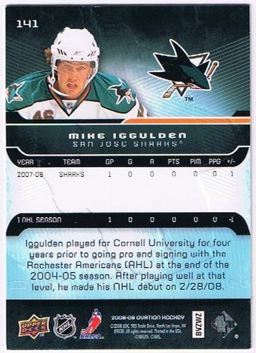 08-09 UD Ovation #141 Mike Iggulden San Jose (Rookie-Card)