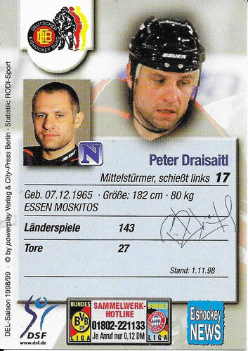 1998/1999 Schirner #323 Peter Draisaitl – Nationalteam (Base Card)