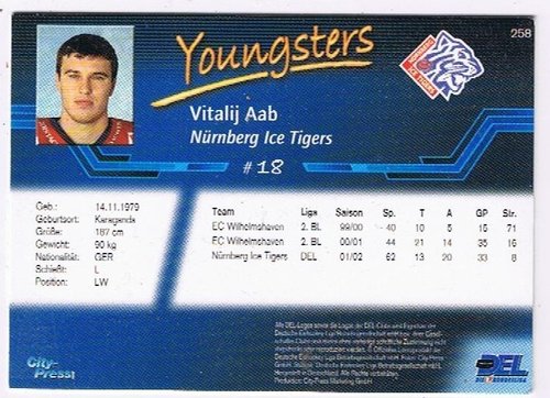 Playerkarte 2002/2003 #258 Vitalij Aab Nürnberg Ice Tigers