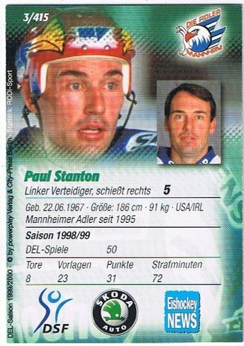 DEL Playerkarte 1999/2000 #3 Paul Stanton Adler Mannheim