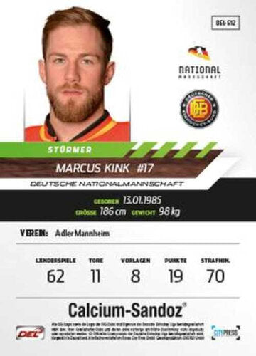 DEL 2013/14 Markus Kink #DEL612 Nationalmannschaft