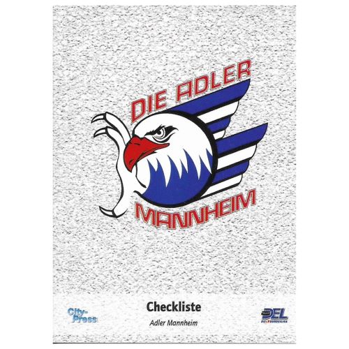 Eishockey-Sammelkarte als Checkliste aus der Saison 2006/2007 mit dem Logo der Adler Mannheim auf der Vorderseite, aus der City Press Playercards Serie.
