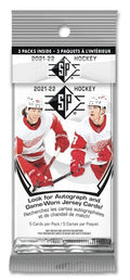 2021-22 NHL SP Hockey Hanger Pack ungeöffnete Originalverpackung (OVP) mit 3 Päckchen für Eishockey-Sammler.