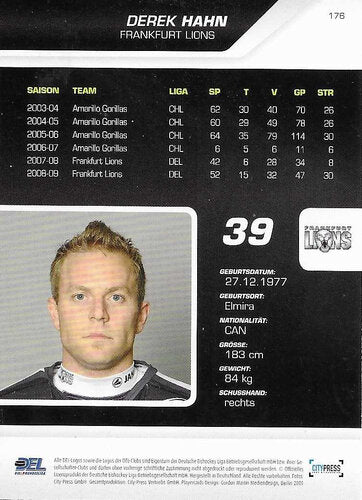Playerkarte 2009/2010 #176 Derek Hahn Frankfurt Lions