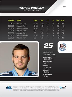 Thomas Wilhelm Playerkarte 2009-10 Straubing Tigers #383