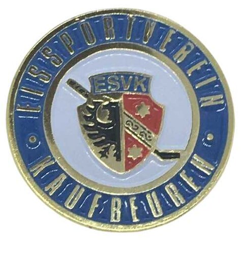 Eishockeypin ESV Kaufbeuren – Rund & edel mit Gold-Optik – Fan- und Sammlerstück