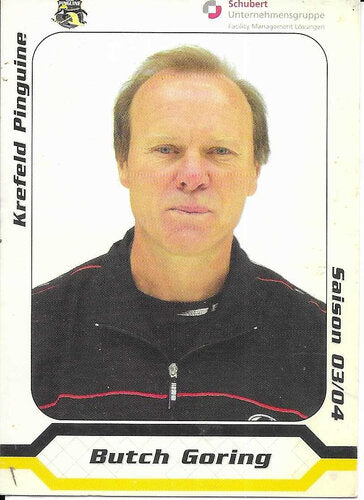 Autogrammkarte Butch Goring Krefeld Pinguine Saison 2003/2004 7x9,5 cm
