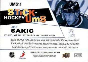 2008-09 Upper Deck Collector's Choice Stick-Ums #UMS11 Joe Sakic Colorado Avalanche