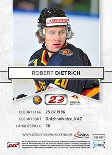 Robert Dietrich Playerkarte 2013/2014 DEL 059 Retired Jerseys Nationalmannschaft