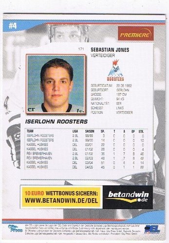 Playerkarte 2005/2006 #171 Sebastian Jones Iserlohn Roosters