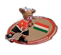 Eishockeypin Ungarn WM 2009 – Maskottchen Micha & Flaggen Sammlerpin