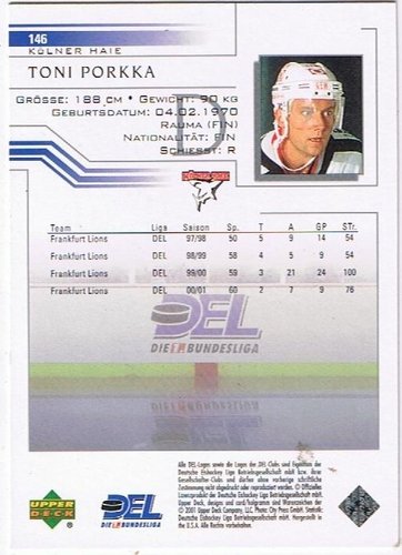Upper Deck 2001/02 Toni Porkka Kölner Haie