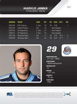 2009-2010 Playerkarte Straubing Tigers #374 Markus Janka