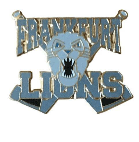 Eishockeypin „Schläger & Löwe“ Frankfurt Lions – DEL Fanartikel mit Butterfly-Verschluss