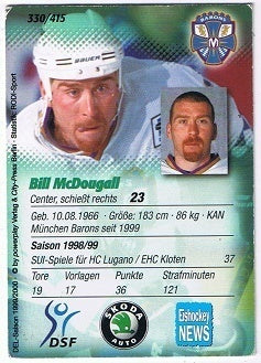 DEL Playerkarte 1999/2000 Bill McDougall München Barons PowerPlay Nr. 330