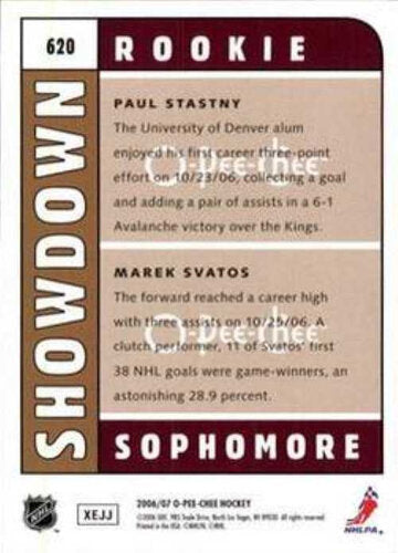 Svatos Stastny 2006-07 O-Pee-Chee Showdown #620 Avalanche