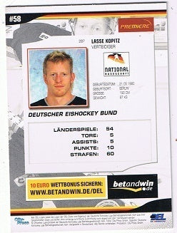 DEL Playerkarte 2005/2006 #287 Lasse Kopitz DEB