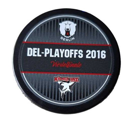 DEL Playoffs 2016 Puck Eisbären Berlin vs Kölner Haie beidseitig bedruckt