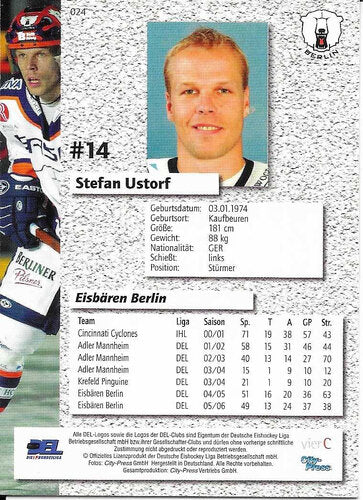 DEL 2006/2007 Playerkarte #24 Stefan Ustorf Eisbären Berlin