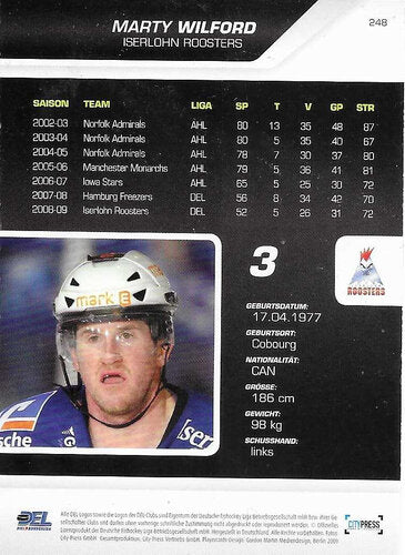 Playerkarte #248 – Marty Wilford – Iserlohn Roosters – DEL 2009/2010