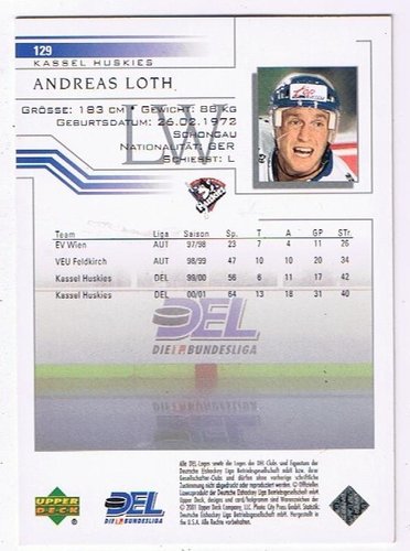 Upper Deck 2001/2002 # 129 Playercard Andreas Loth Kassel Huskies