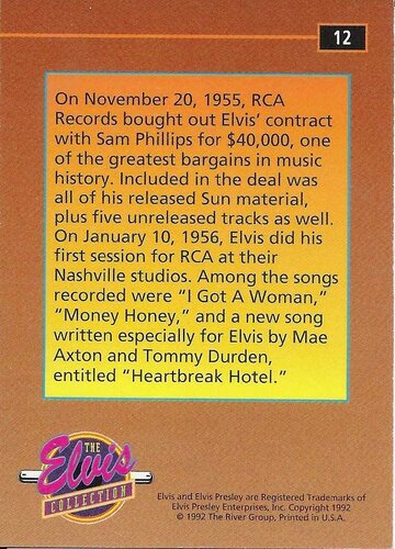 1992 The River Group The Elvis Collection #12  On November 20, 1955, RCA Records bought out... SER1