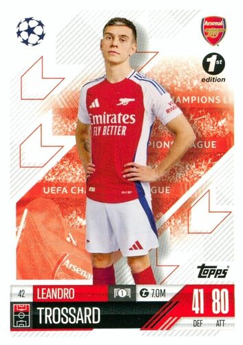 Topps Match Attax UEFA Club Competitions 2024/25 – 1st Edition – #42 – Leandro Trossard – Arsenal FC