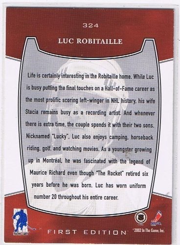 2002/2003 BAP First Edition #324 Luc Robitaille  Detroit Red Wings