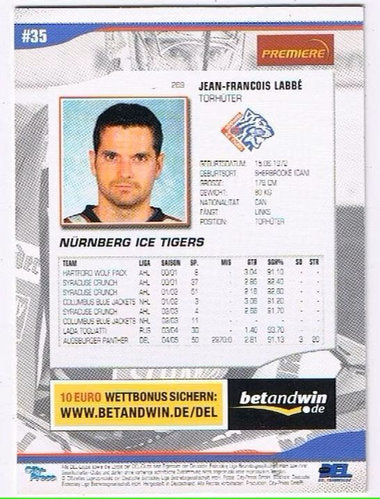 Playerkarte 2005/2006 #269 Jean-Francois Labbé Nürnberg Ice Tigers