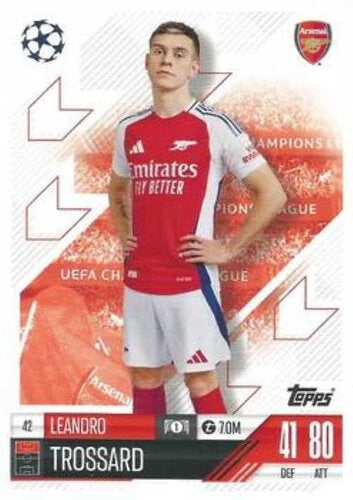 Leandro Trossard Arsenal FC Topps Match Attax UEFA 2024/2025 Sammelkarte #42