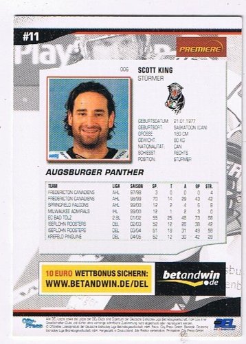 2005/2006 City-Press #006 Scott King – Augsburger Panther (Serie 1 Base Card)