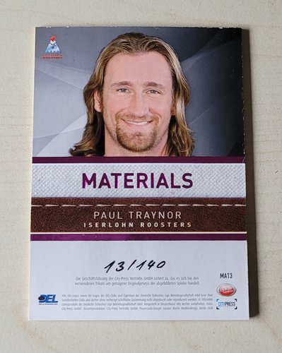2008/2009 Playerkarte #MA13 Paul Traynor Iserlohn Roosters (Materials)