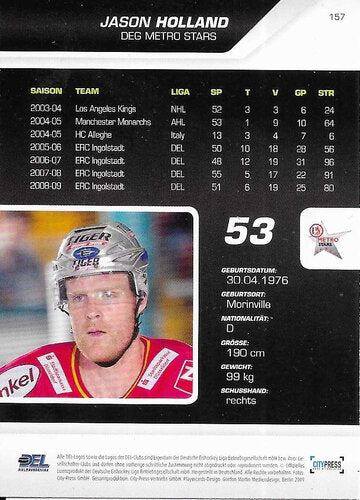 Playerkarte 2009/2010 #157 Jason Holland – DEG Metro Stars