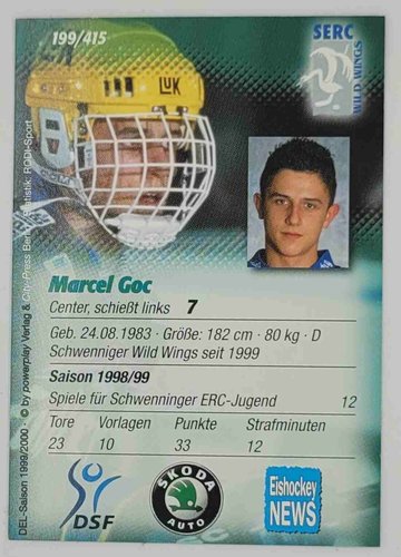 Playerkarte 1999-2000 #199 Marcel Goc Schwenninger Wild Wings