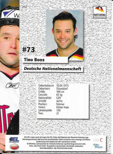 Playerkarte 2006/2007 #352 Tino Boos Deutsche Nationalmannschaft