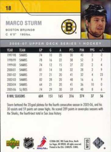 Marco Sturm Upper Deck 2006/07 #18 – Boston Bruins Playerkarte