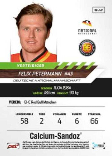 Playerkarte 2013/2014 #DEL-617 Felix Petermann Nationalteam