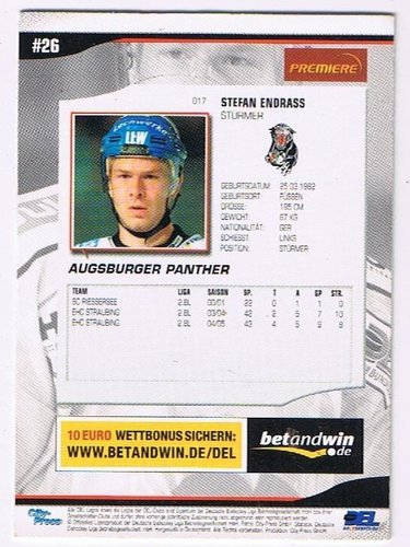 2005/2006 City-Press #017 Stefan Endrass – Augsburger Panther (Serie 1 Base Card)