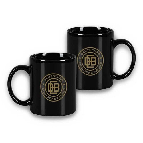 DEB Fan Tasse schwarz – Logo gold – ca. 250 ml