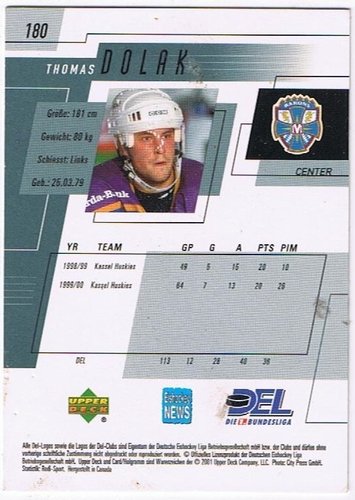 Playerkarte 2000/2001 #180 Thomas Dolak München Barons