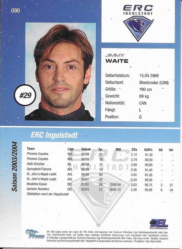 Playerkarte 2003/2004 #090 Jimmy Waite ERC Ingolstadt