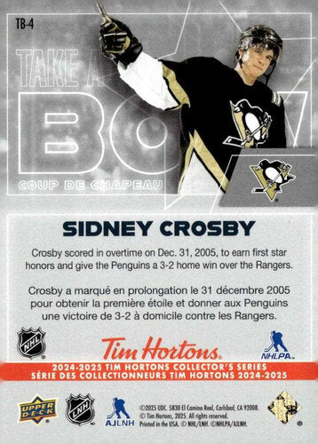 Playerkarte 2024/25 Upper Deck Tim Hortons Retrospective Rookies #TB-4 Crosby