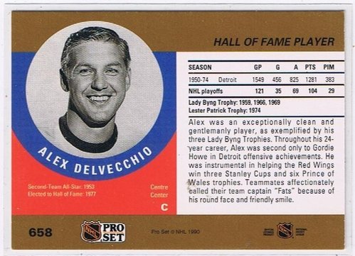 Alex Delvecchio – NHL Playerkarte 1990/91 (Pro Set)  Detroit Red Wings